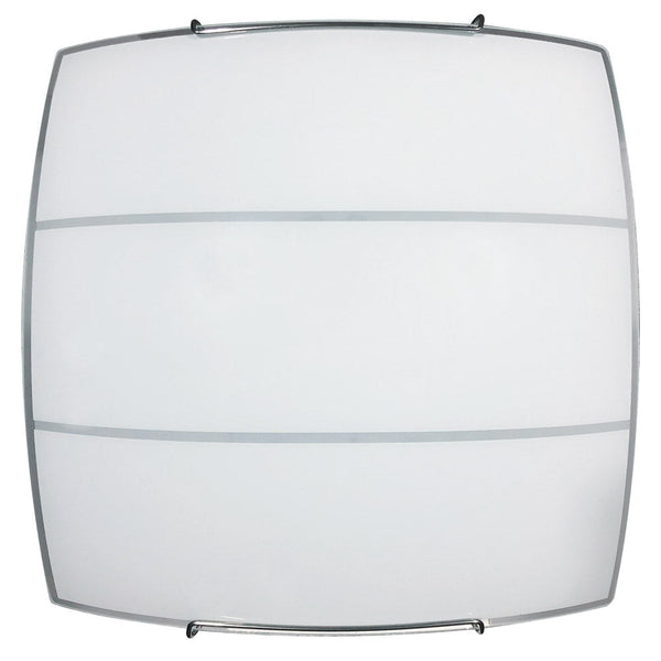 Plafoniera 1xE27 Ganci Cromo Vetro Lastra Serigrafato Bi 2 Righe E-Energy Luce acquista