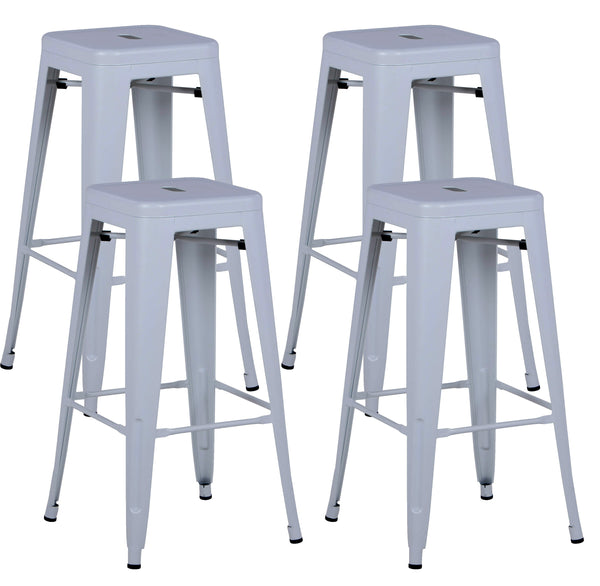 Set 4 Sgabelli da Bar Alto in Metallo Victoria Bianco sconto