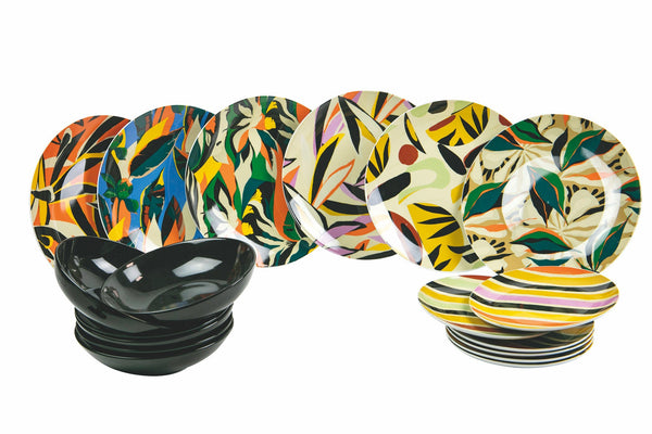 Servizio Piatti 18 Pezzi in Porcellana e Gres Multicolor Villa d'Este Home Tivoli Guarana acquista
