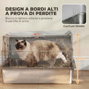 Lettiera Gatti Chiusa XL 90 L 60x40x40 cm con Coperchio Gradino Paletta e Bordi Alti in Acciaio Inox e ABS Grigio Chiaro      