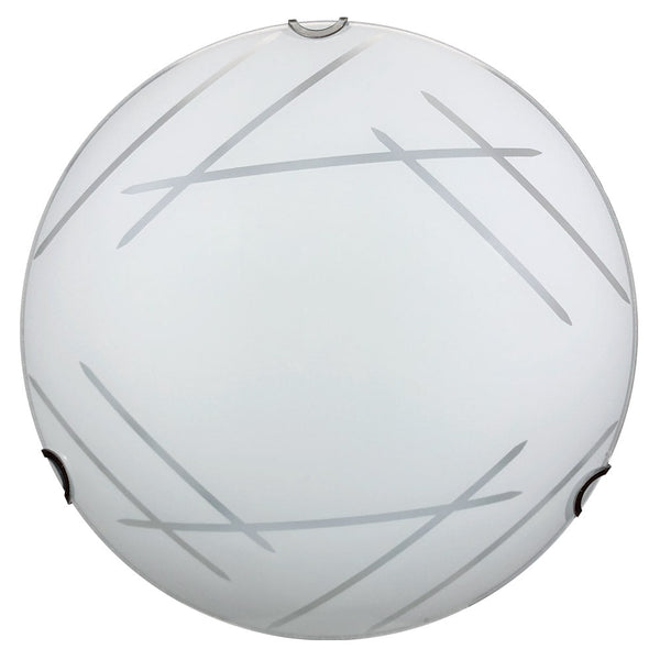 sconto Plafoniera 2xE27 Ganci Cromo Vetro Lastra Bianco Decorato Tagli E-Energy Letizia