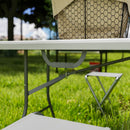 Tavolo da Giardino Pieghevole 180x74x74 cm con Maniglia in Acciaio e Plastica Bianco   