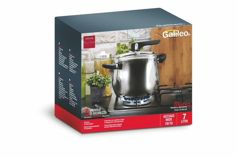 Pentola a Pressione in Acciaio Ø22cm 7 Litri Soriani Mamy