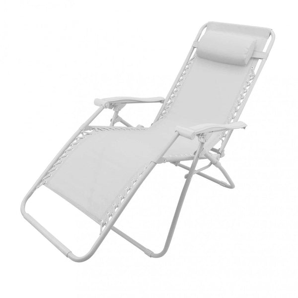 Sedia Sdraio Zero Gravity Reclinabile Pieghevole 88x65x110 h cm in Textilene Bianco sconto