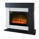 Camino Elettrico da Pavimento 120x127x30 cm Effetto Fiamma 1950W Neon & Mirabella Bianco/grigio