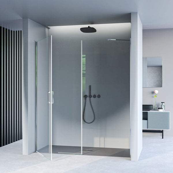 online Porta Parete Doccia 1 anta Battente  in Cristallo trasparente 6mm H195 Bonussi Selma Varie Misure