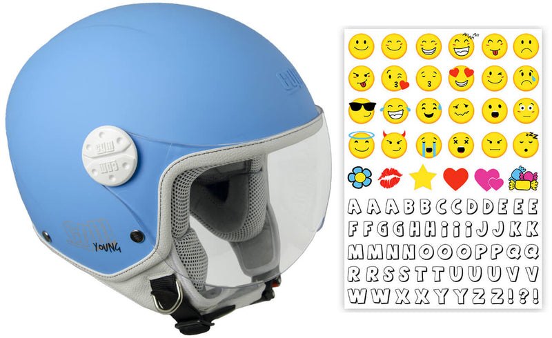 Casco Demi-Jet per Bambini Visiera Sagomata CGM Havana Smile 205S Azzurro Opaco