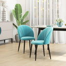 Set 2 Sedie Imbottite 52x54x79 cm in Tessuto Effetto Velluto Verde Chiaro