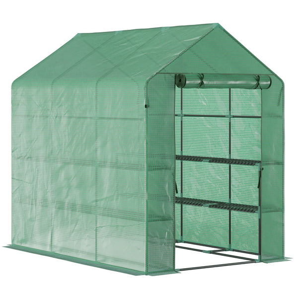 Serra da Giardino 214x143x195 cm con 2 Ripiani Portavasi Verde sconto