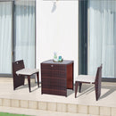 Set Tavolino e 2 Sedie da giardino in Rattan Sintetico e Ferro Marrone e Nero 