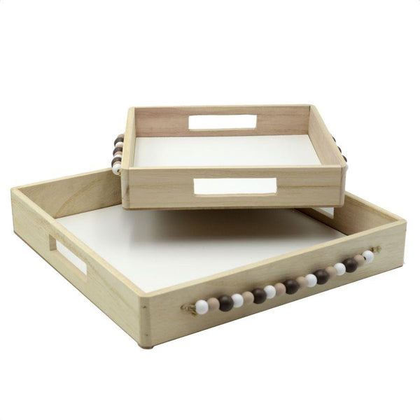 Set 2 Vassoi Quadrati da Cucina in Legno MDF Naturale prezzo