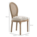 Set 2 Sedie Imbottite 49x56x96 cm in Legno e Tessuto Bianche