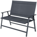 Sedia Panchina da Campeggio 2 Posti Pieghevole 118x65x96 cm in Acciaio e Tessuto a Rete Grigio