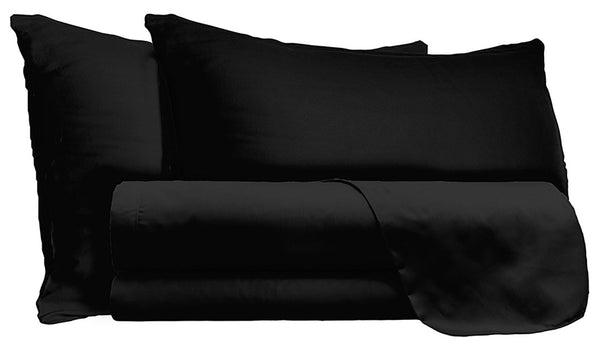 prezzo Set Lenzuola Matrimoniale Sopra Sotto e Federe Tinta Unita Nero