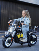 Moto Elettrica per Bambini Cruiser Acceleratore a Manubrio 12V 7Ah Argento Metallizzato         