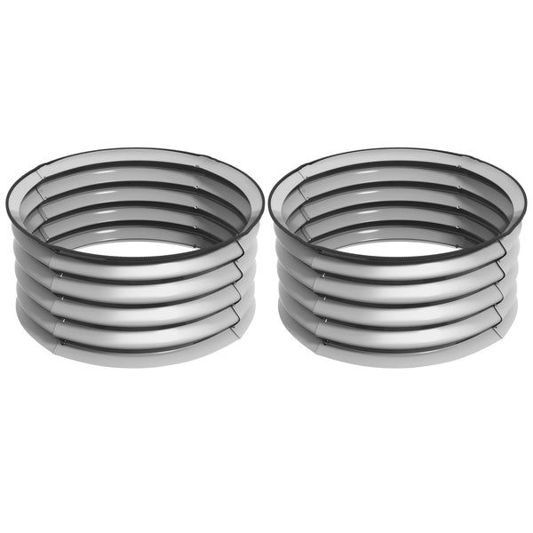 prezzo Set di 2 Letti per Orto Rialzati con Fondo Aperto Ø60x30 cm in Acciaio Galvanizzato Argento