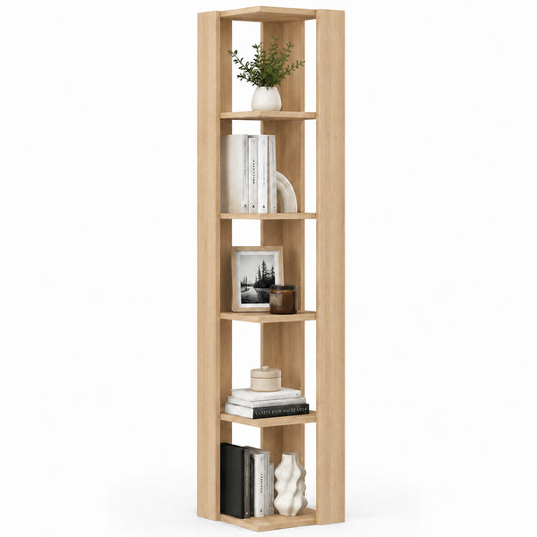 Libreria Angolare 34x34x161 cm Scaffale Salvaspazio 5 Ripiani in Legno Quercia prezzo