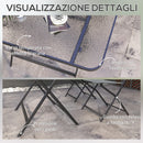 Set 5 Pezzi Tavolo e Sedie da Giardino con 4 Sedie Pieghevoli in Textilene Traspirante Grigio      