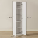 Armadio da Cucina Slim a 5 Ripiani con Spazio Interno Regolabile, in Legno, 40x35x180 cm, Bianco      