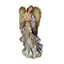 Angelo resina con arpa oro cm 18,8x15xh37,8