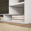 Mobile TV Ripiani e Armadietto a Ribalta con Mensola a Muro 153,6x25x42 cm Bianco e Nero 