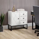 Cassettiera 3 Cassetti 1 Anta 70x35x75 cm in Acciaio e MDF Bianco