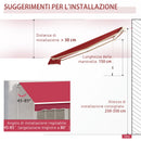 Tenda da Sole Avvolgibile a Parete 4x2.5m in Poliestere Rosso Scuro