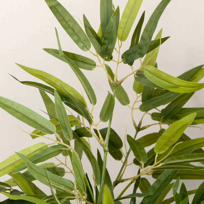 Pianta di Bambù Artificiale Alta 90 cm da 504 Foglie con Vaso in Cemento Ø15x12.5 cm in PEVA e PP Verde      