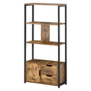 Libreria 3 Ripiani 2 Cassetti 1 Anta 58x24x122 cm in Truciolato e Metallo Nero e Legno