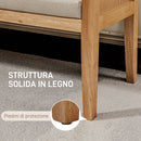Panca Fondoletto Stile Boho 120x38x61,5 cm Seduta Effetto Lino Braccioli in Rattan Crema 