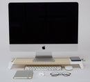 Supporto Monitor da Scrivania 56x20x5,7 cm con Entrata USB e Base di Ricarica Wireless Bianco