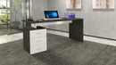 Scrivania 3 Cassetti 160x60x75 cm New Selina Bianco Lucido/Report Grigio  