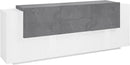 Credenza 3+2 Ante e 2 Cassetti 220x86x45 cm New Coro Bianco Lucido e Ardesia