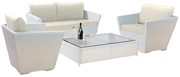 prezzo Set Salotto da Giardino Divano 2 Posti in Polyrattan Adila Bianco