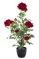 Vaso Fiori Finti di Rose H70 cm Pianta Finta di Rose Rosse