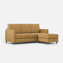 Divano 3 Posti con Pouf 198x155x85 cm Karay in Tessuto Ocra