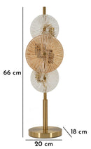 Lampada da Tavolo Osaka 20x18x66 cm in Ferro e Vetro Oro e Marrone e Trasparente      