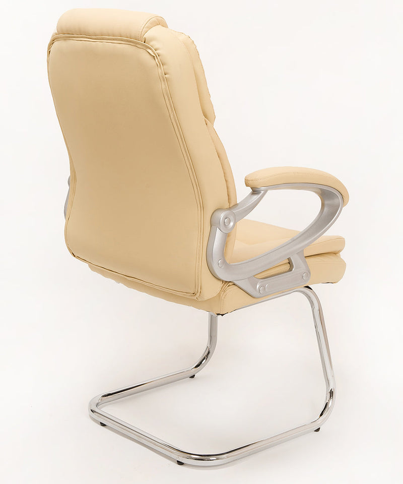 Coppia di Sedie Poltroncine Visitatore in Similpelle da Ufficio Bozzini Silky Beige