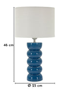 Lampada da Tavolo Torr Blu Ø25x46 cm in Ceramica e Ferro e Tessuto Blu e Bianco      