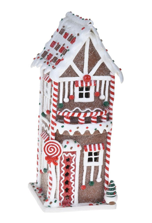 prezzo Statuina Palazzo Natalizio Pan di Zenzero con Led 28,5 cm in Resina