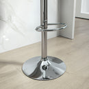 Set 2 Sgabelli da Bar 38x42x82-104 cm con Schienale e Poggiapiedi in PP Pelle PU e Acciaio Nero      