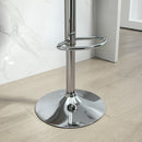 Set 2 Sgabelli da Bar 38x42x82-104 cm con Schienale e Poggiapiedi in PP Pelle PU e Acciaio Nero      