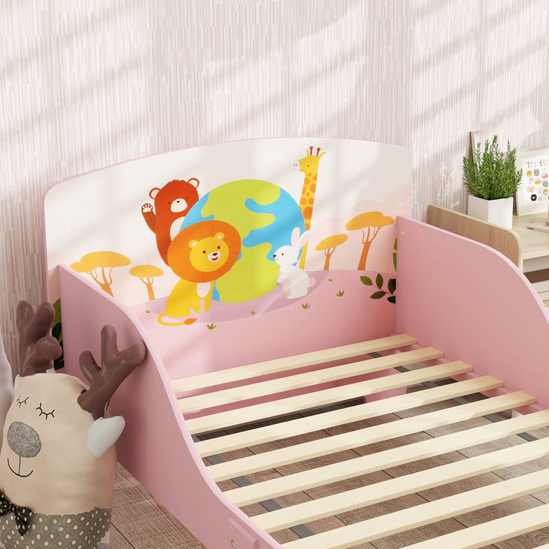 Letto per Bambini 3+ Anni 143x77x60 cm con Bordi e Sponde Rialzati in MDF Rosa  