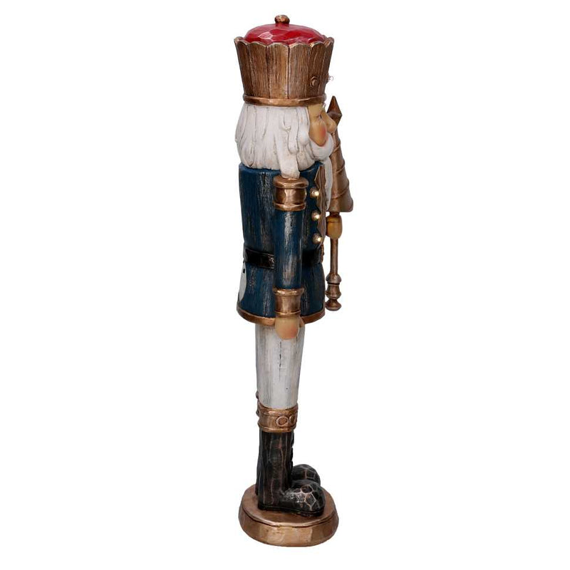 Soldatino Schiaccianoci in resina blu con albero con led cm 14,5x11xh47