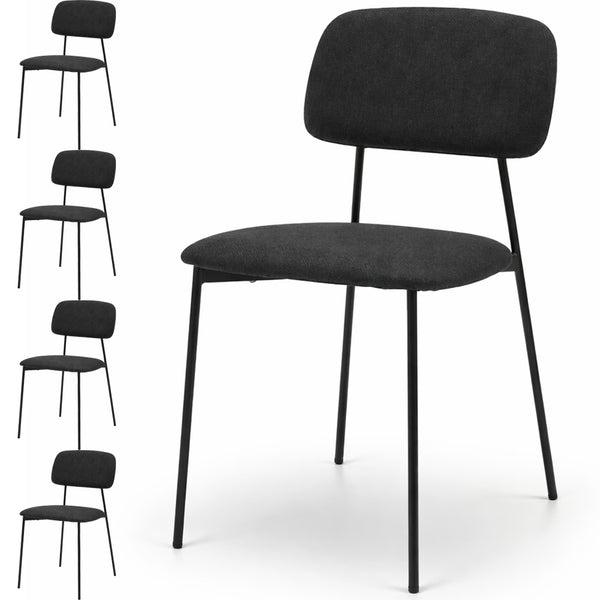 acquista Set 4 Sedie Parigi con Struttura in Metallo e Seduta Ergonomica in Tessuto Nero