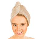 Turbante asciugacapelli per tutte le acconciature 67x27cm chiusura a bottone
