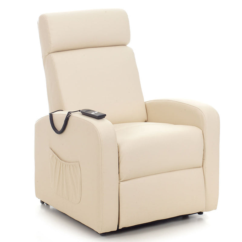 Poltrona Alzapersona Elettrica 1 Motore Reclinabile in Similpelle Katia Crema