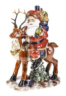 Statuina Babbo Natale con Renna 22,5 cm in Porcellana