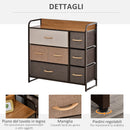 Cassettiera 7 Cassetti in Tessuto 80x29x78.5cm in Legno Multicolore
