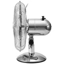 Ventilatore da Tavolo 4 Pale 3 Velocità 50W in Acciaio Laminato e Alluminio Argento      